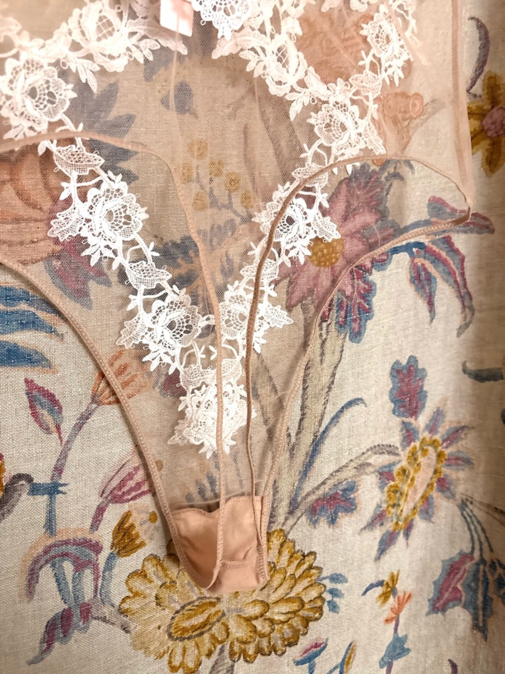 Victoria's Secret Nude and White Lace Bodysuit - Picture 4 of 7